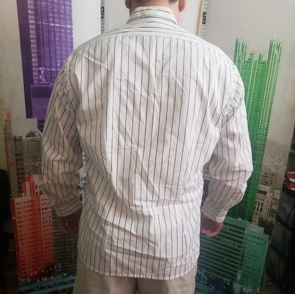 Sasson large white blue verticle stripe shirt - Picture 6 of 11